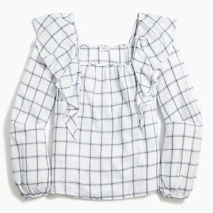 J. Crew Flannel Square-neck Ruffle Top